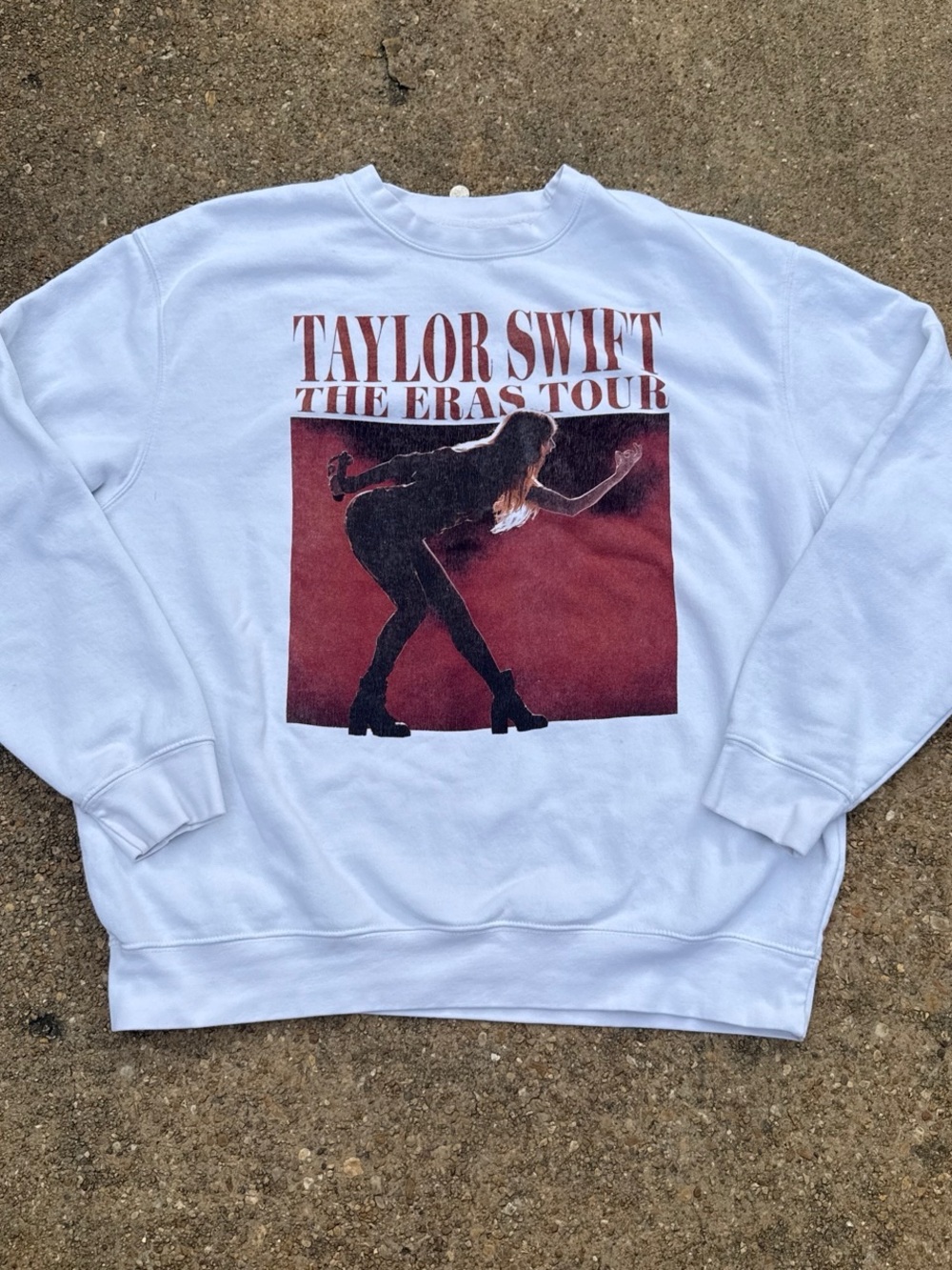 Taylor Swift White Crewneck Sweatshirt with Red Graphic
